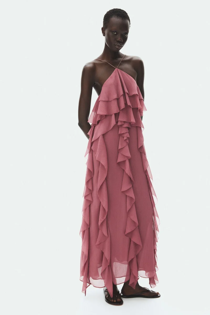 H&M  Flounced chiffon dress for Women | Best Price UAE