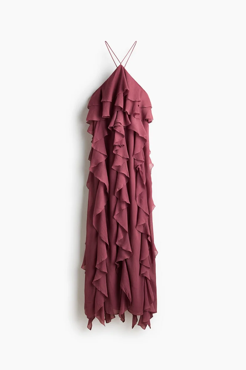 H&M  Flounced chiffon dress for Women | Best Price UAE