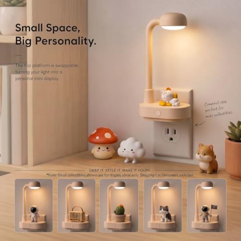 Decorative Night Lights Plug into Wall, Cute Cartoon Cat Night Light with On/Off Switch, 3-Color Dimmable Brightness, Home Decor Birthday Gift for,Ideal for Bedroom, Bathroom, Kitchen, Hallway - Image 2