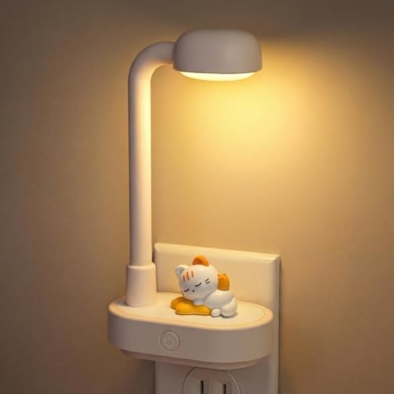 Decorative Night Lights Plug into Wall, Cute Cartoon Cat Night Light with On/Off Switch, 3-Color Dimmable Brightness, Home Decor Birthday Gift for,Ideal for Bedroom, Bathroom, Kitchen, Hallway - Image 1