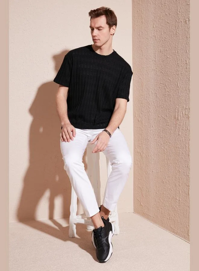 بوراتي تيشيرت رجالي بياقة دائرية من مزيج القطن بقصة عادية من بوراتي