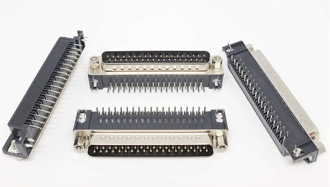 6-Pack DB37 Male Right Angle PCB Mount Connector, D-Sub 37 Pins 90 Degree