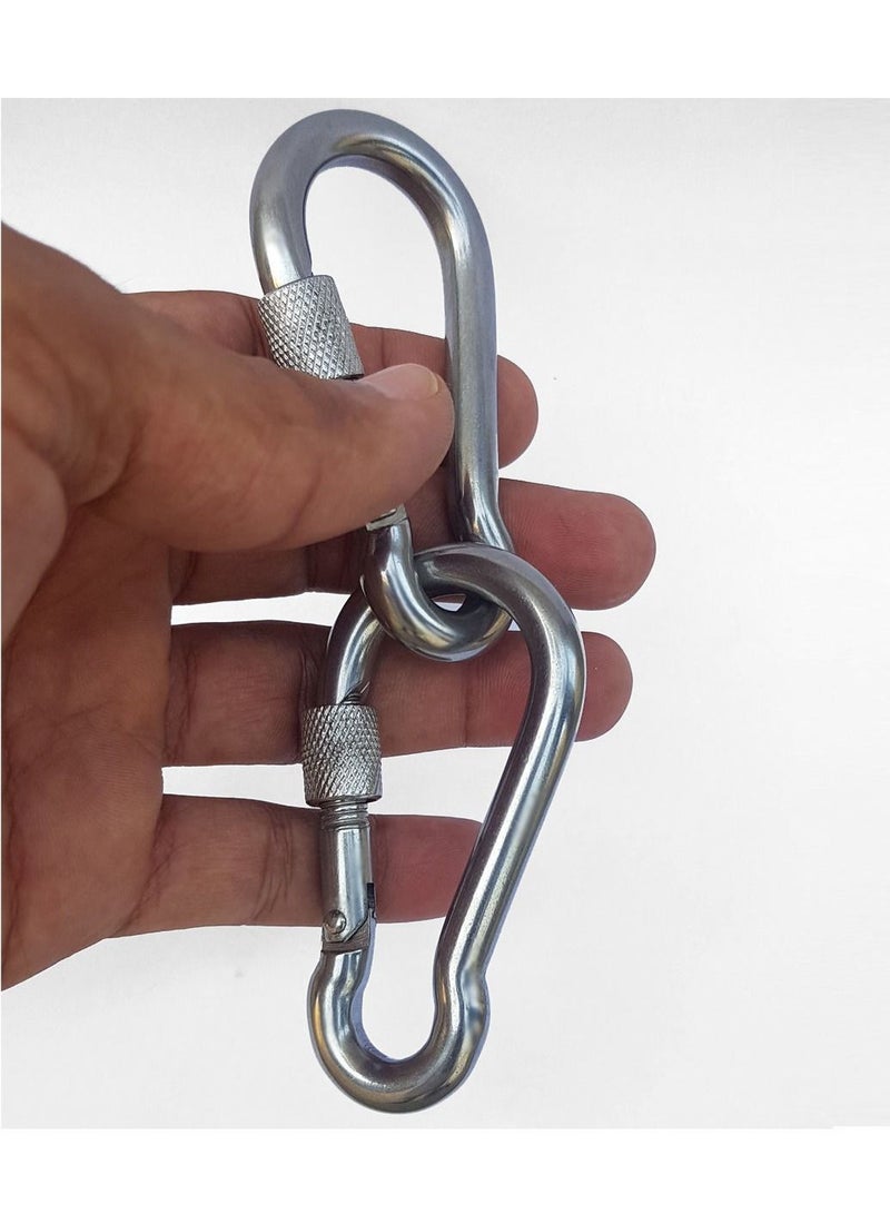 كانجرو زوج من حلقات خطاف ربط زنبركي مقاوم للصدأ استانلس ستيل مع قفل تأمين للسلامة من كانجرو - Image 2