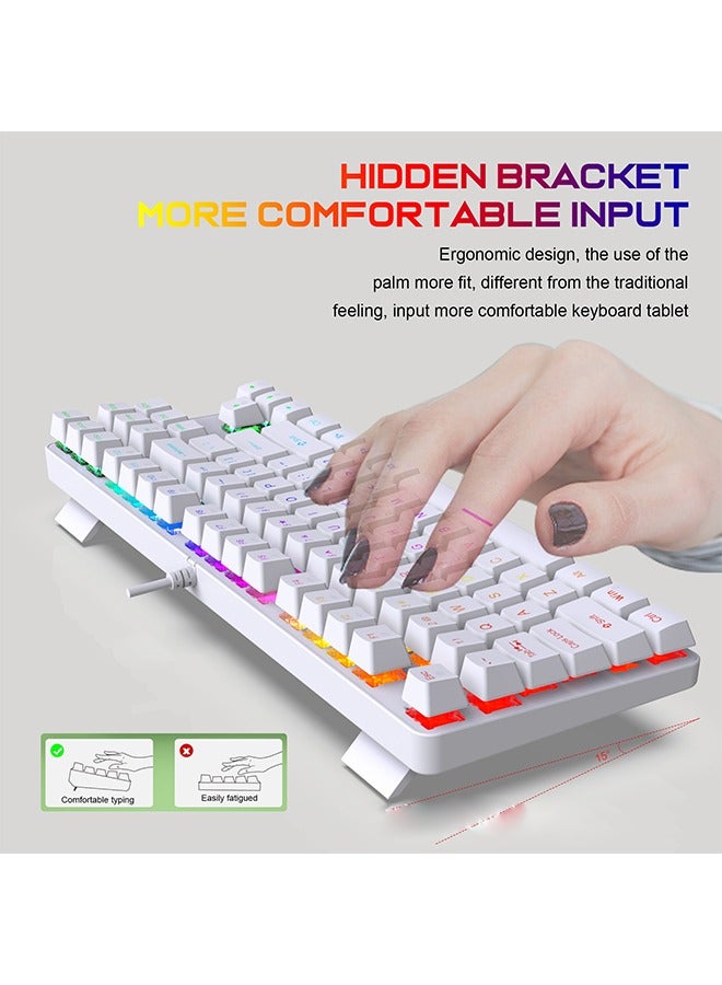 Joshberg K87 Mechanical Gaming Keyboard with RGB LED Backlit,Blue Switches,Wired USB Keyboard,16 Lighting Modes for E-sport/Office,White - Image 3