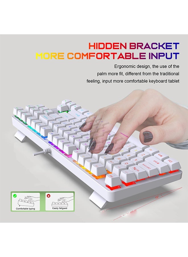 Joshberg 87-Key Mechanical Gaming Keyboard with RGB Lighting – Blue Switches, 16 Backlight Effects, Anti-Ghosting, Splash-Proof, Compact Design-White - Image 2