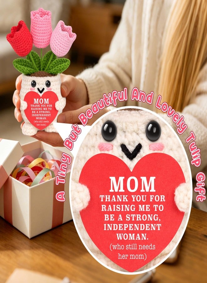 BdayPtion Mothers Day Mom Gifts from Daughter Mothers Day Plants Gifts for Bonus Best Ever Step Mom from Daughter in Law Thank You Appreciation Gift for Mama Mommy Birthday Gift Handmade Crochet Tulip Keepsake - Image 3