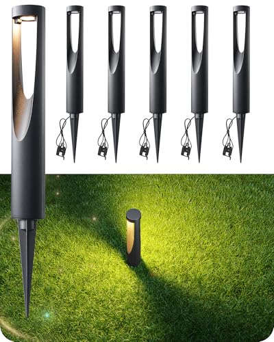 EDISHINE Low Voltage Pathway Lights Wired, 12V 2W 150LM 3000K LED Landscape Path Lights with Connectors, Waterproof Electric Outdoor Landscape Lighting for Walkway Yard Garden, CRI80 6 Pack - Image 1