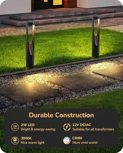 EDISHINE Low Voltage Pathway Lights Wired, 12V 2W 150LM 3000K LED Landscape Path Lights with Connectors, Waterproof Electric Outdoor Landscape Lighting for Walkway Yard Garden, CRI80 6 Pack - Image 3