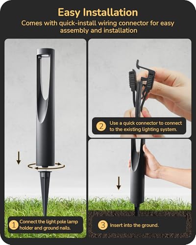 EDISHINE Low Voltage Pathway Lights Wired, 12V 2W 150LM 3000K LED Landscape Path Lights with Connectors, Waterproof Electric Outdoor Landscape Lighting for Walkway Yard Garden, CRI80 6 Pack - Image 5