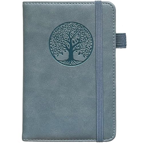 BIYUNRO Small Pocket Notebook, Leather Journal Mini (Blue) - Image 1