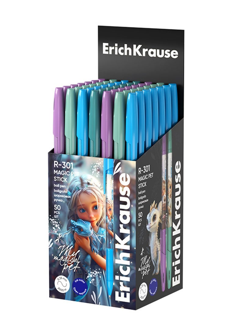 ErichKrause 50-Piece Magic Pet Stick Ballpoint Pen 0.7mm Tip Blue Ink - Image 3