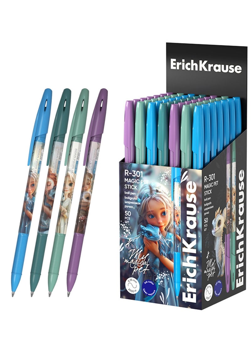 ErichKrause 50-Piece Magic Pet Stick Ballpoint Pen 0.7mm Tip Blue Ink - Image 1