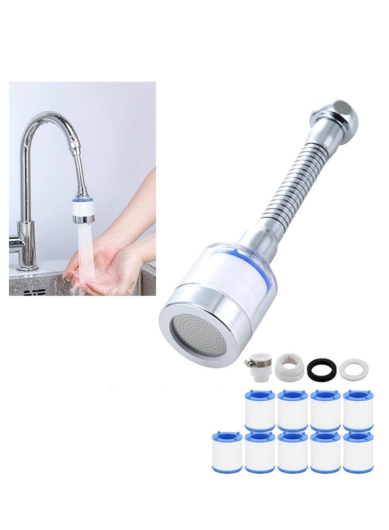 MIXDE Faucet Mount Filter with Extension Tube,Tap Water Purifier,Remove Chlorine Heavy Metal Hard Water Softener Water Faucet Filter for Sink Kitchen Bathroom+10 Filter Elements+Universal Adapter - Image 1
