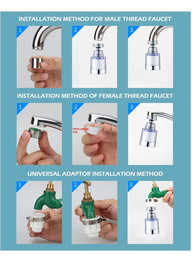 MIXDE Faucet Mount Filter with Extension Tube,Tap Water Purifier,Remove Chlorine Heavy Metal Hard Water Softener Water Faucet Filter for Sink Kitchen Bathroom+10 Filter Elements+Universal Adapter - Image 3