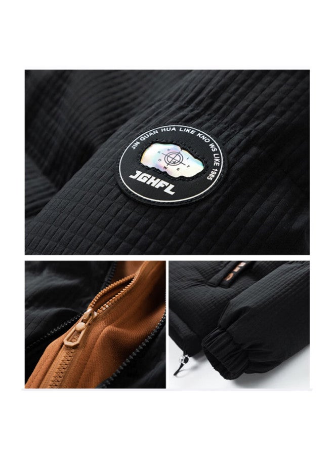Nasa Marvel Men's Cotton Padded Jacket Autumn Winter Thickened Long Sleeve Warm Coat Black 2XL
