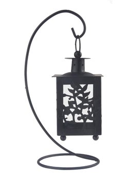 EDBIRET EDBIRET Wall Hanging Antique Small Square Candle Gorgeous Lanterns for Decorative Wall Hanging Hollow Candle Stick Transference Heavy Glass Black Ornate for IndoorOutdoor Events Parties Weddings  - Image 1