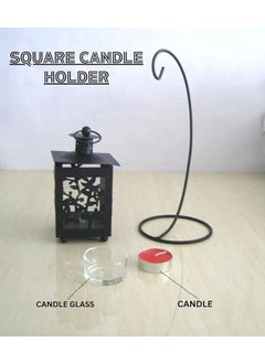 EDBIRET EDBIRET Wall Hanging Antique Small Square Candle Gorgeous Lanterns for Decorative Wall Hanging Hollow Candle Stick Transference Heavy Glass Black Ornate for IndoorOutdoor Events Parties Weddings  - Image 5