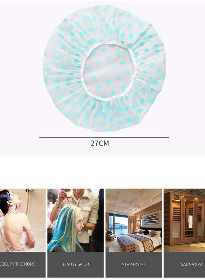 TCOTBE 6 Pieces Waterproof EVA Plastic Shower Cap,Elastic Reusable Bathing Cap,Beauty Salon Spa Lace Elastic Band Flower Printed Hat Environmental Protection Hair Bath Caps - Image 2
