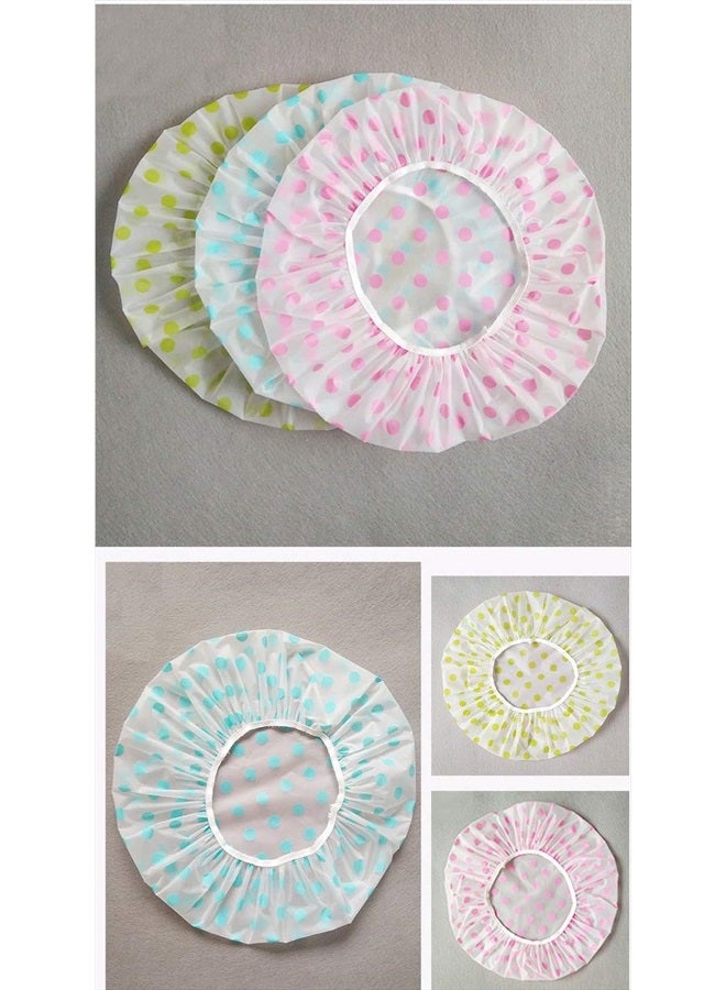 TCOTBE 6 Pieces Waterproof EVA Plastic Shower Cap,Elastic Reusable Bathing Cap,Beauty Salon Spa Lace Elastic Band Flower Printed Hat Environmental Protection Hair Bath Caps - Image 4