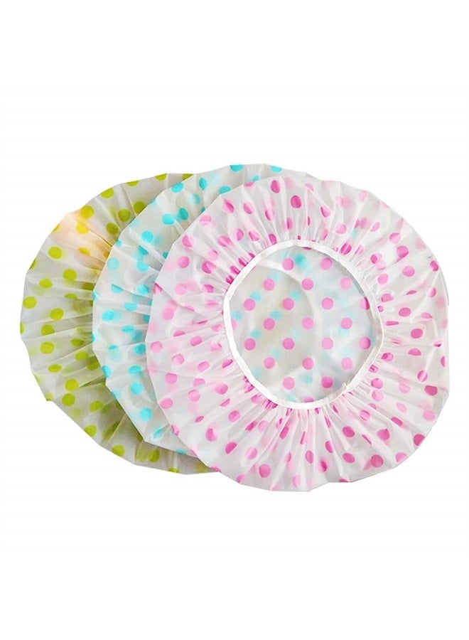 TCOTBE 6 Pieces Waterproof EVA Plastic Shower Cap,Elastic Reusable Bathing Cap,Beauty Salon Spa Lace Elastic Band Flower Printed Hat Environmental Protection Hair Bath Caps - Image 1