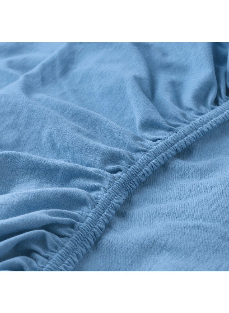 LEN Fitted Sheet for Cot, Light Blue, 60x120cm (Pack of 2) - Image 2