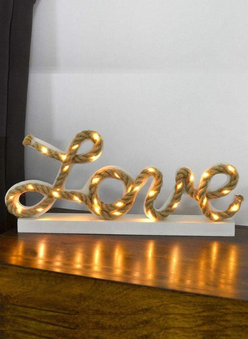 سلة إضاءة على شكل كلمة (لوف) بالانكليزية مصنوعة من الحبل والخشب - Image 2