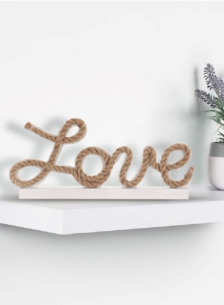 سلة إضاءة على شكل كلمة (لوف) بالانكليزية مصنوعة من الحبل والخشب - Image 4