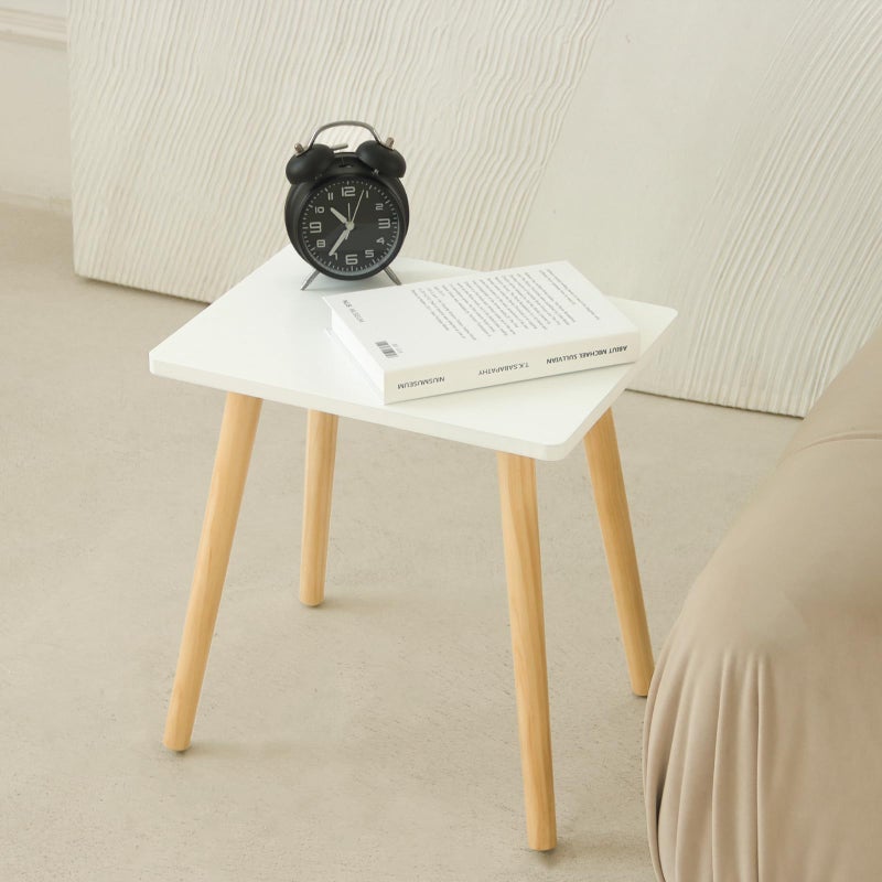 AWASEN Side Table, Small End Accent Table for Living Room Bedroom Office Small Spaces, Modern White Side Table Nightstand with Solid Wood, Easy Assembly, (White) - Image 2