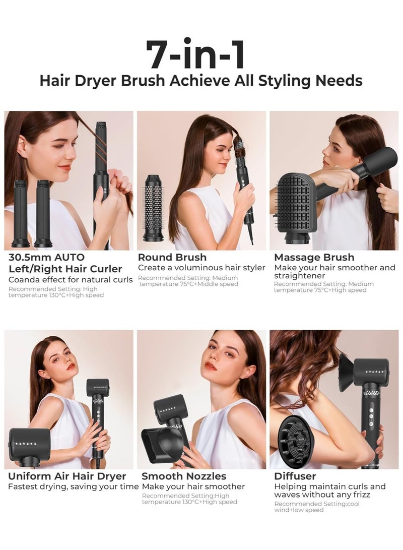 7-in-1 Hair Dryer Brush & Styler – Auto Curling, Ionic Hot Air Comb, Diffuser – 110000 RPM High-Speed Motor, 1400W Powerful Blow Dryer – 3 Heat & Speed Settings – Anti-Frizz Hair Styling Tool for Women - Image 3
