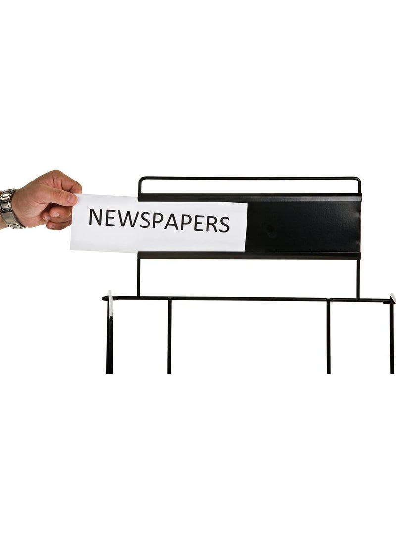 Displays2go Displays2go 46 H Wire Industrial Newspaper Stand with 2 Adjustable Shelves and 14 x 4 Nameplate  Black  - Image 3