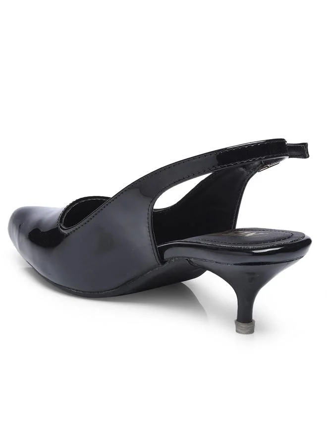 GNIST GNIST Plain Pointed Toe Kitten Heel Slingback Shoes