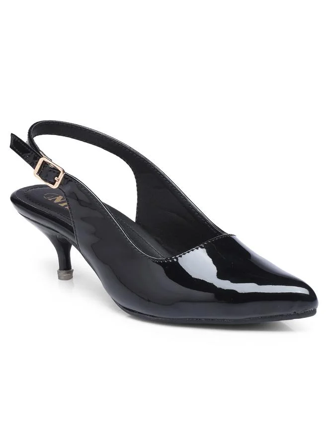 GNIST GNIST Plain Pointed Toe Kitten Heel Slingback Shoes