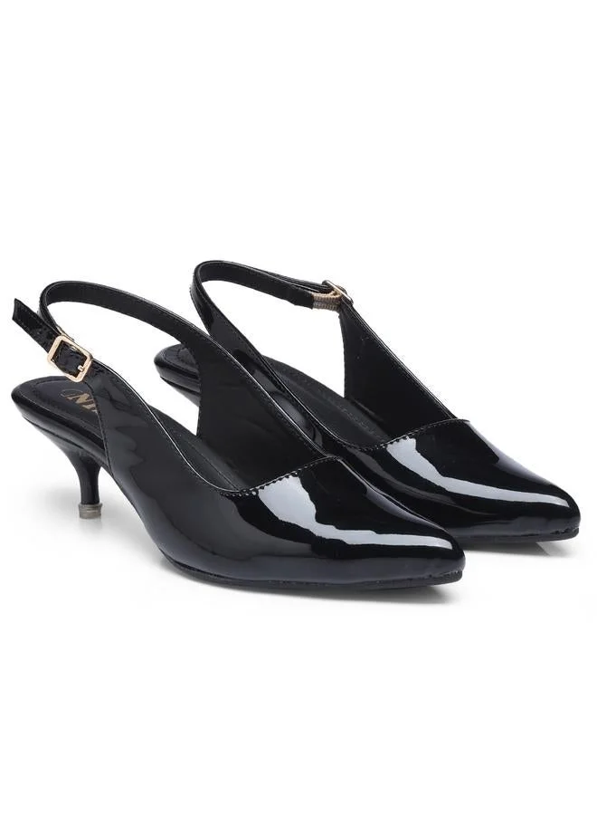 GNIST GNIST Plain Pointed Toe Kitten Heel Slingback Shoes