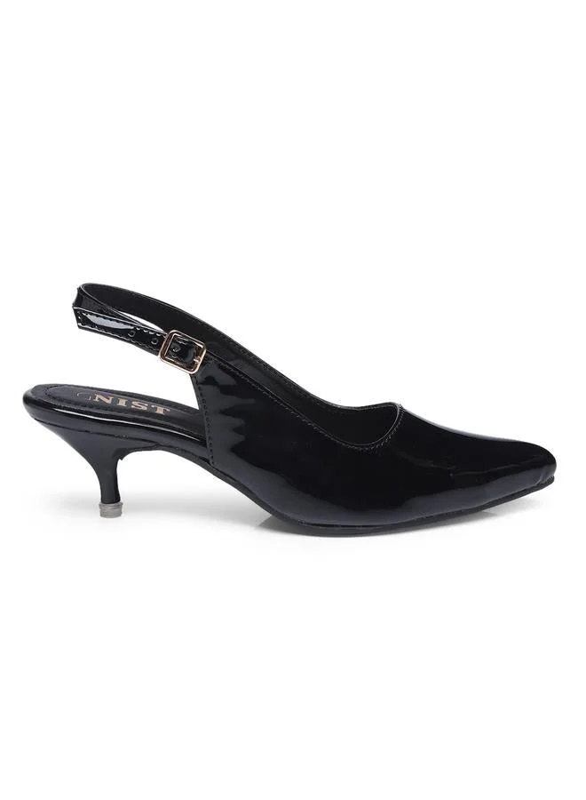 GNIST GNIST Plain Pointed Toe Kitten Heel Slingback Shoes