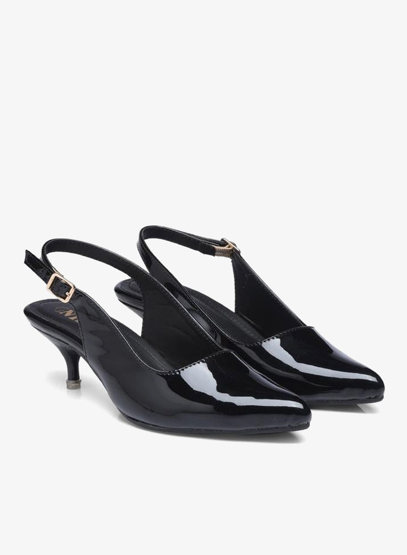 GNIST Plain Pointed Toe Kitten Heel Slingback Shoes - Image 2