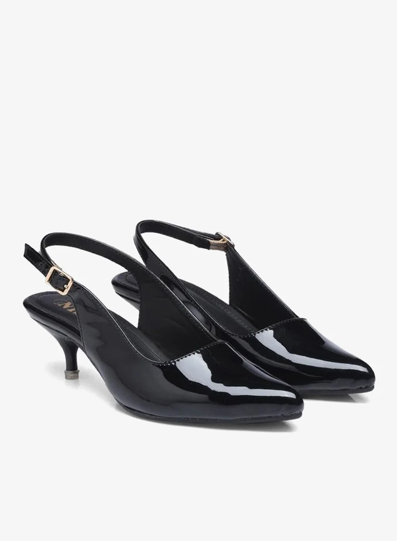 GNIST GNIST Plain Pointed Toe Kitten Heel Slingback Shoes