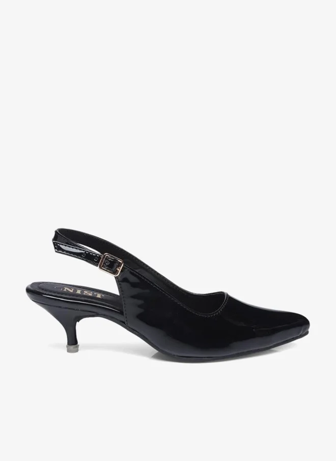 GNIST GNIST Plain Pointed Toe Kitten Heel Slingback Shoes