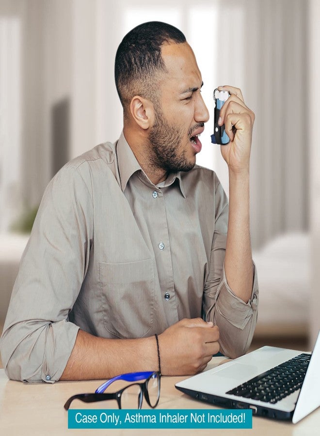MEDMAX حافظة بخاخ الربو من ميدماكس، مصنوعة من جلد البولي يوريثان، حافظة صغيرة عملية للسفر، خفيفة الوزن، مزودة بمشبك تعليق، البخاخ غير متضمن (الحافظة فقط)، أسود - Image 3
