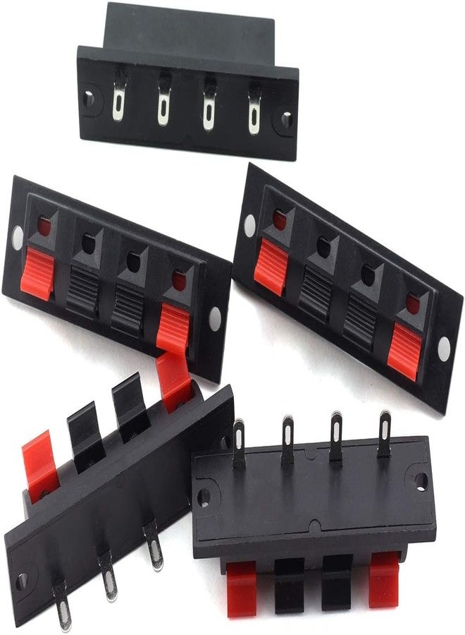 Universal Hub Pack of 5 Speaker Terminal Block Stereo Push Release Connector Plate 4 Way Amplifier Spring Jointing Clamp - Image 1