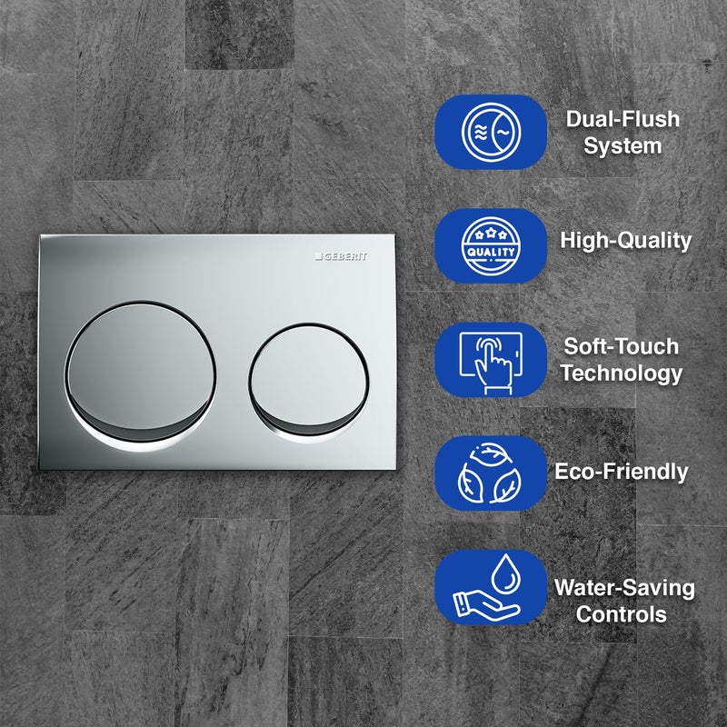 Geberit لوحة تدفق جيبريت كروم لامع سلسلة ألفا 20 115040213 ضمان لمدة عامين تشغيل أمامي لوحة دفع مزدوجة لخزان جيبريت المخفي متوافقة مع الخزان المخفي دائري - Image 3