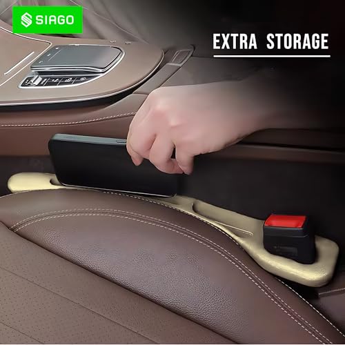 SIAGO SIA126 Car Seat Gap Filler –Slot for Storing Phone, Cards & Coins – Prevents Items from Dropping – Universal Fit for Car (Beige) - Image 4