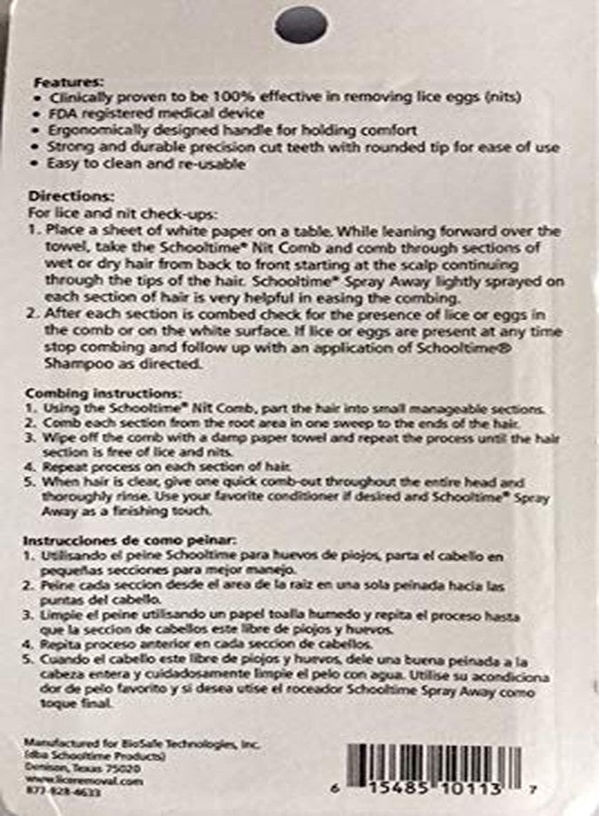 Schooltime مشط قمل وبيض المدرسة لإزالة البيض لحماية ضد إعادة إصابة قمل الرأس - فعّال 100% في القضاء على قمل الرأس والبيض أثناء أو بعد علاج القمل - Image 2