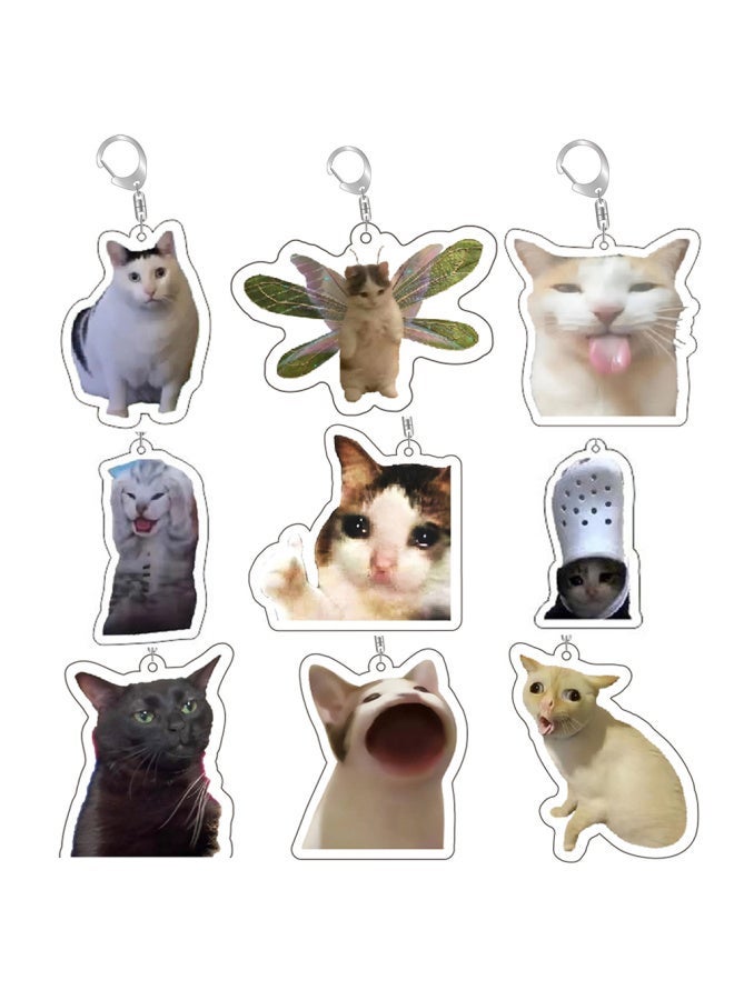 Generic Super Cute Bread Popping Cat Meow Meme Key Chain Keychains Ring for Accessories Bag Pendant Keyring Jewelry Fans Love Gifts-Color:Style 9-Size:55mm  - Image 2