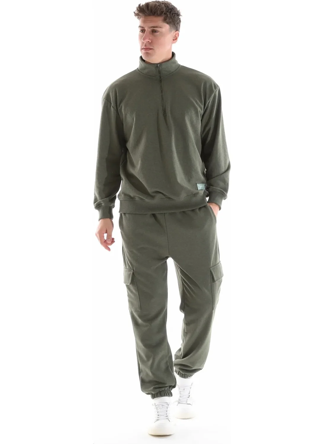 Defy'S Men's Stand Collar Sweat Khaki