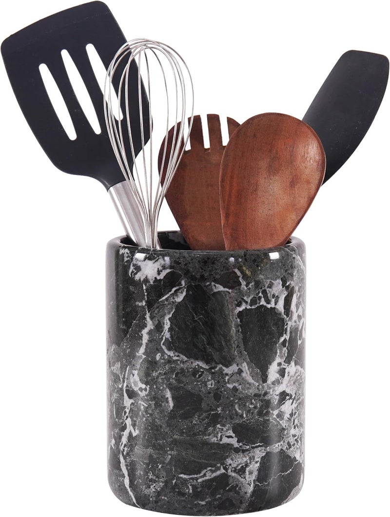 RADICALn Handmade Black Marble Utensil Holder – 6.5 Inch Kitchen Counter Spatula & Spoon Jar, Durable Cooking Utensils Organizer, Stylish Kitchen Caddy & Essentials Holder - Image 1