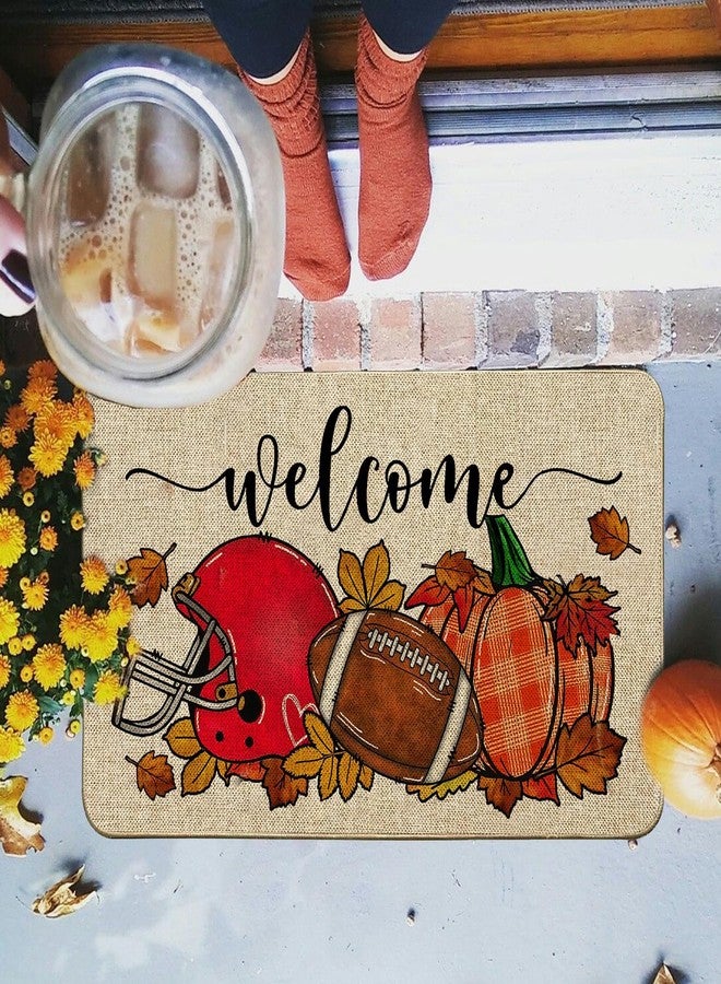 Baccessor Fall Football Doormat Indoor Outdoor Thanksgiving Pumpkin Autumn Sports Game Day Welcome Front Door Mat Anti-Slip Rubber for Seasonal Kitchen Entrance Floor Decoration 17 x 29 Inch - Image 4