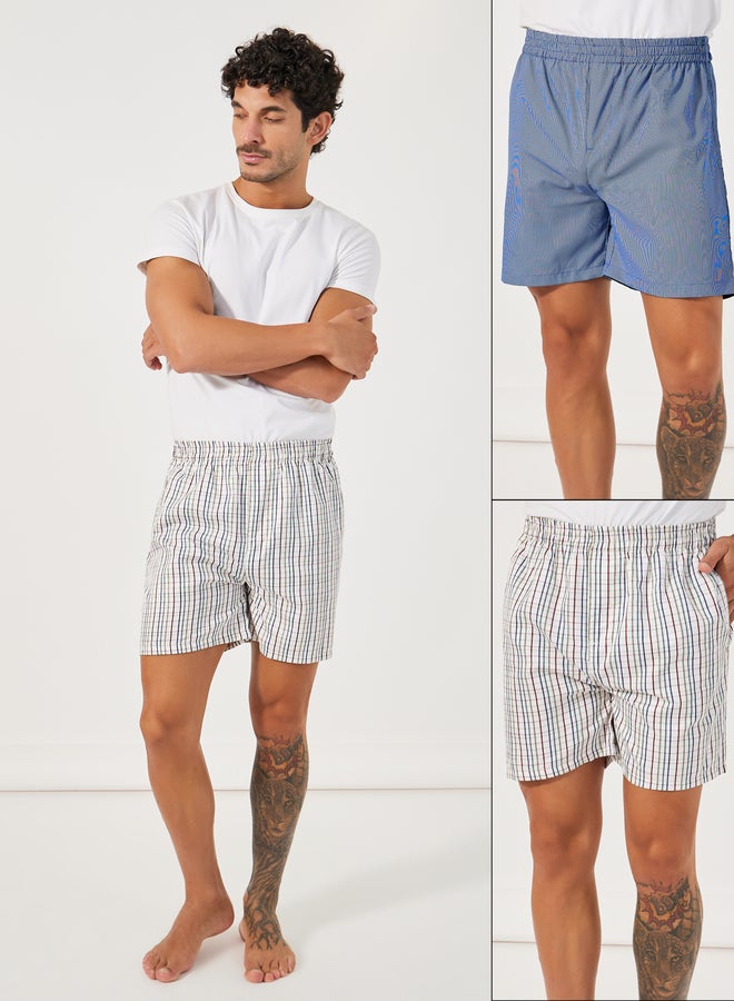 ستايلي مجموعة من 2 بوكسر منسوج بطبعة مربعات - Image 1