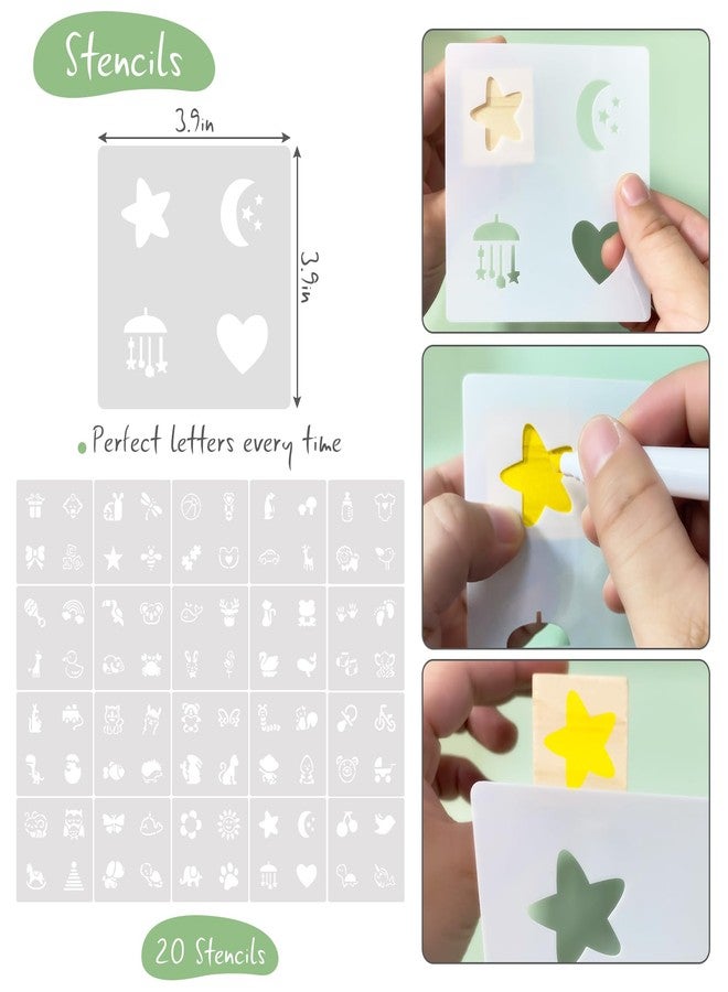 SytuHete 97 Pcs Baby Shower Game Sign Set Includes Decorative Square Signs 56 DIY Blank Wooden Blocks 20 Fabric Pens Baby Shower Game Prizes. - Image 2