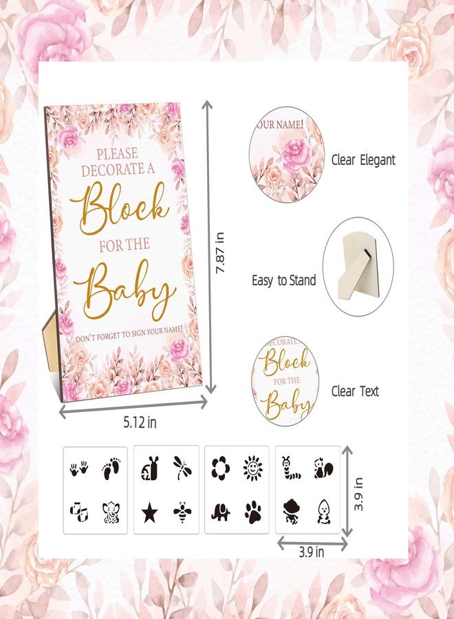 SytuHete 97 Pcs Baby Shower Game Sign Set Includes Decorative Square Signs 56 DIY Blank Wooden Blocks 20 Fabric Pens Baby Shower Game Prizes. - Image 3