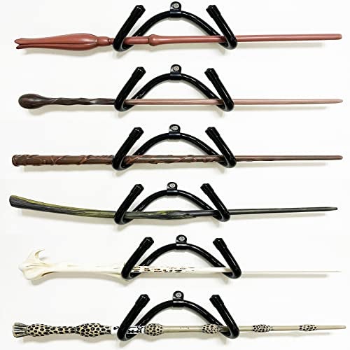 Pmsanzay 6 Pack Universal Mini Adjustable Wall-Mounted Wizard Wand Display Stand Shelf Wood Magic Wand Holder - Strong & Flexible so they fit every different shape and size.- No wand - Image 1